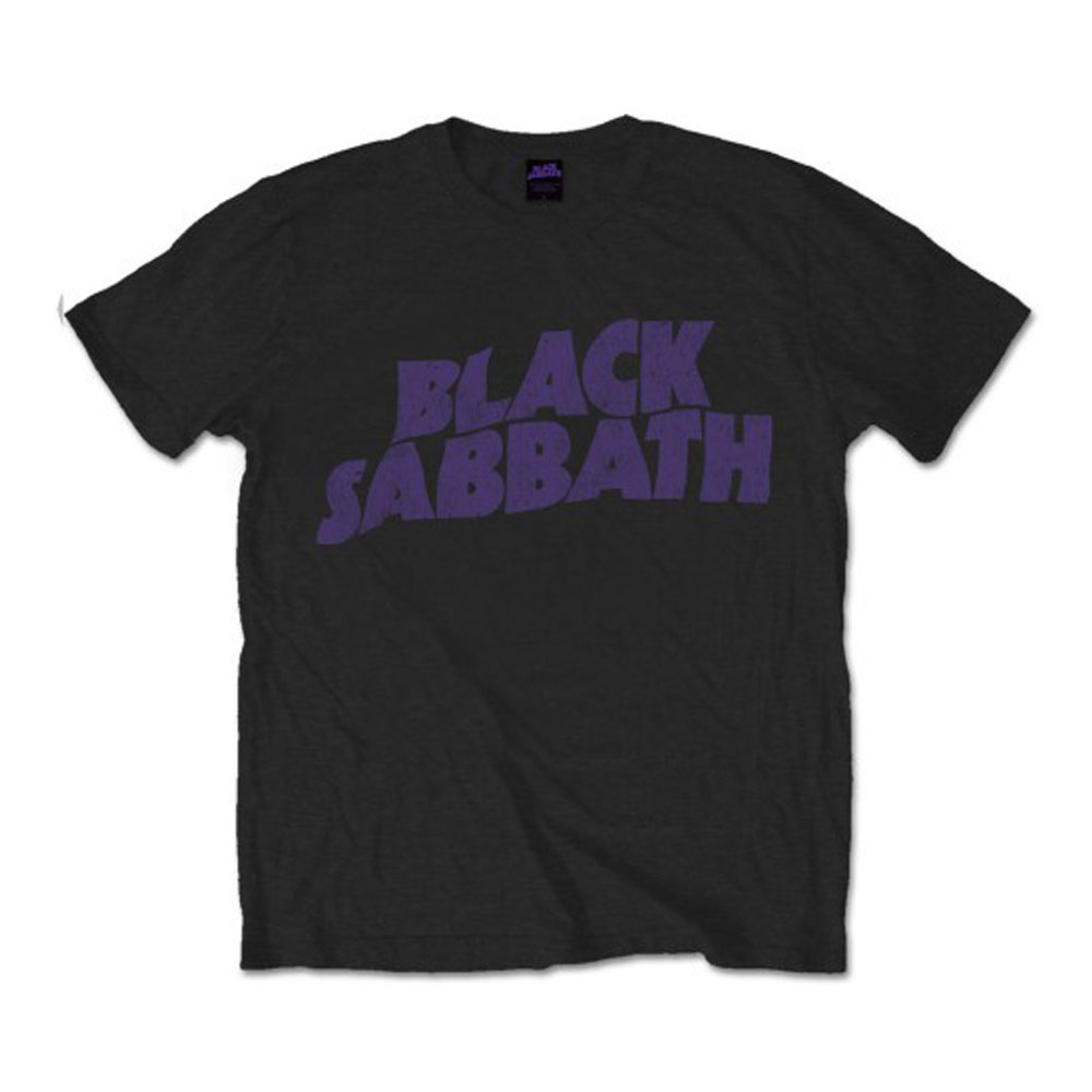 Black Sabbath - Wavy Logo Vintage Herren T-Shirt - Schwarz